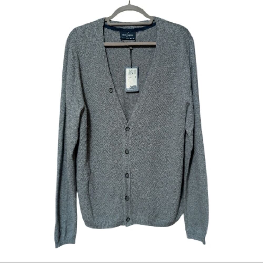 NWT Daniel Hechter Paris Men's Essential Classic Fit Cardigan Wool Cotton Gray